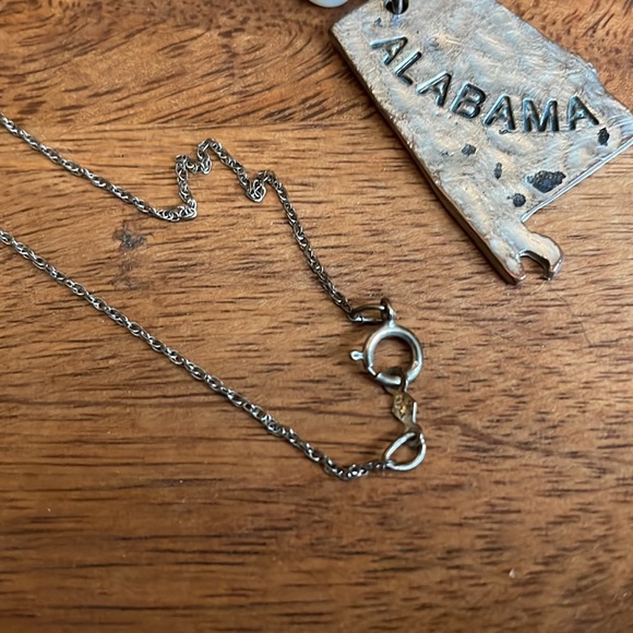 Sterling Silver Alabama and Pearl Necklace 16" HANDMADE - Picture 3 of 6